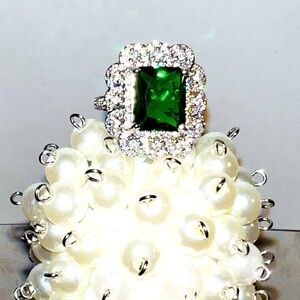 STAMPED Emerald Colored Stone 925 Size 8 Ring Jewelry